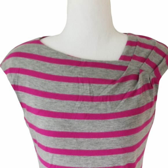 Calvin Klein Gray Fuchsia Stripe Dress Stretch Knit Women - Size 2 - Picture 3 of 6